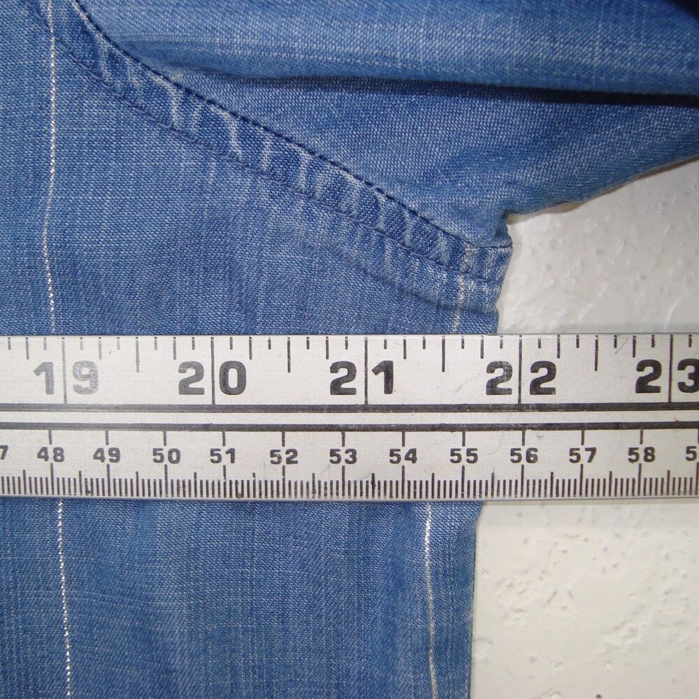 Side Stitch Chambray Button Front Tunic Roll-Tab … - image 5